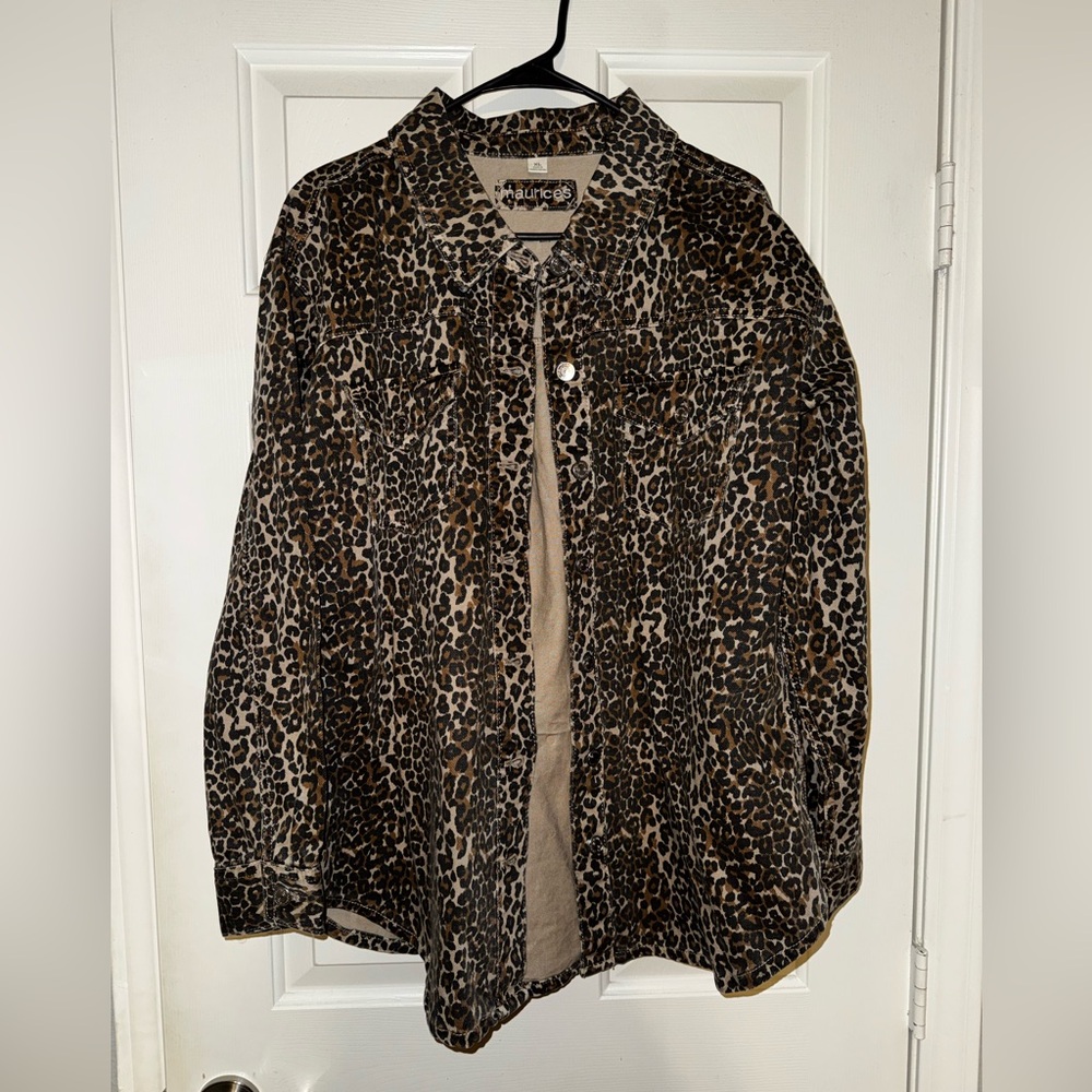 CLOSET CLEAN OUT $$$ Leopard Print Women's Denim Jacket